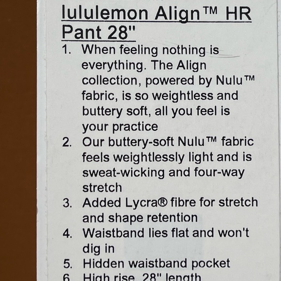 LULULEMON ALIGN HR PANT 28” (20) BROWN - Picture 4 of 8